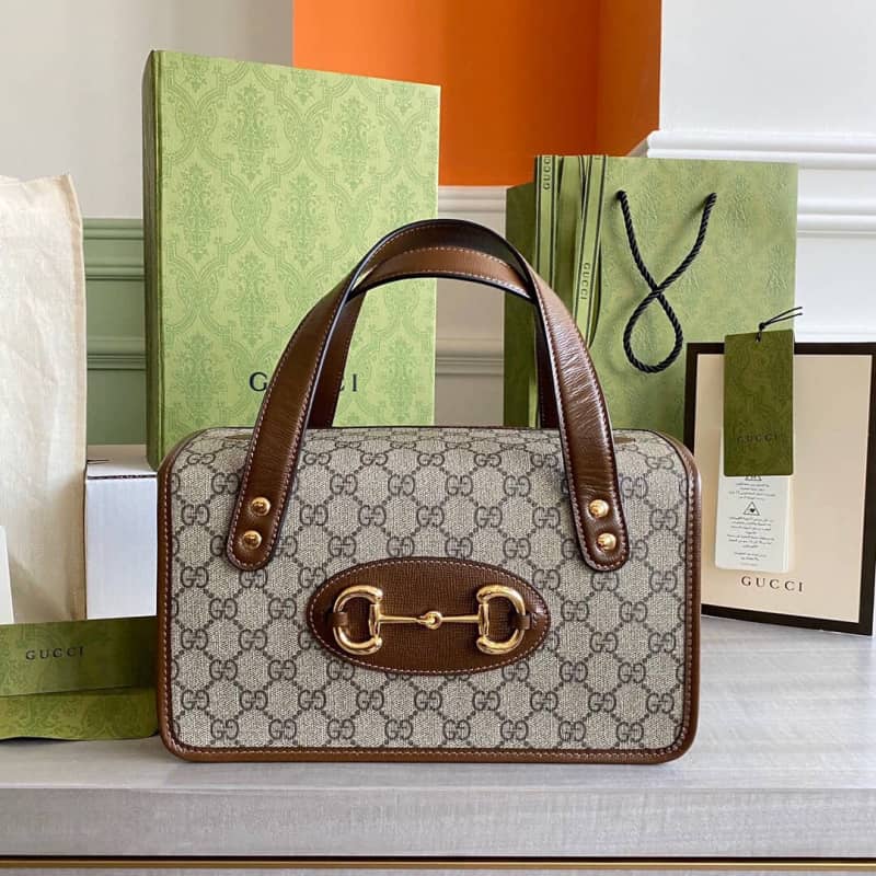 Gucci Horsebit 1955 Small Top Handle Replica Bag Brown 627323 - DEEPREPS