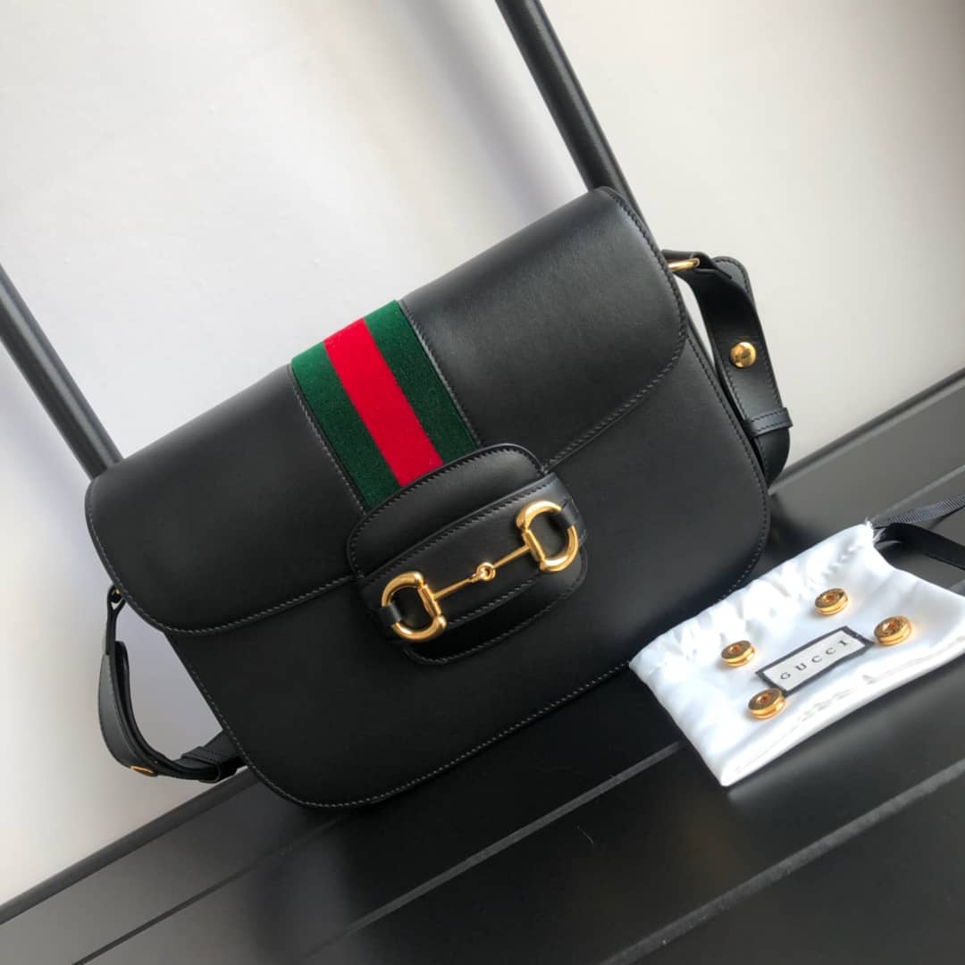 Gucci Horsebit 1955 Shoulder Bag Replica Black 602204 - DEEPREPS