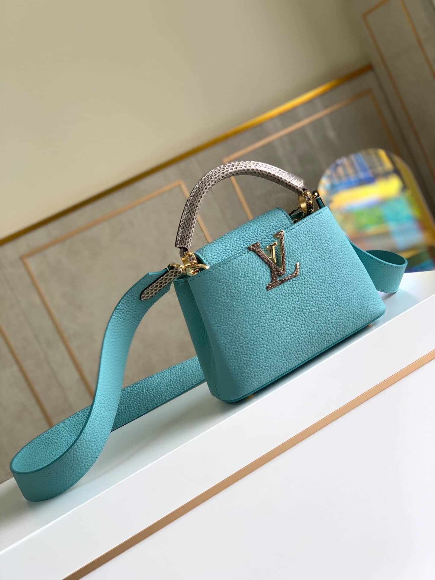 Louis Vuitton Capucines Mini Replica Bag Blue M55921 - DEEPREPS