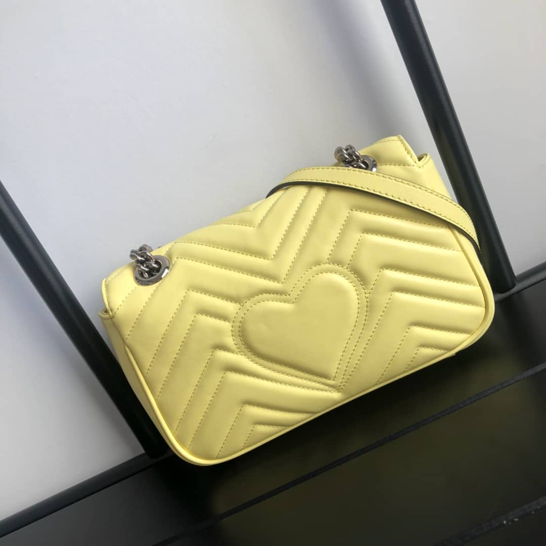 Gucci GG Marmont Mini Matelasse Shoulder Bag Replica Yellow 446744 - DEEPREPS