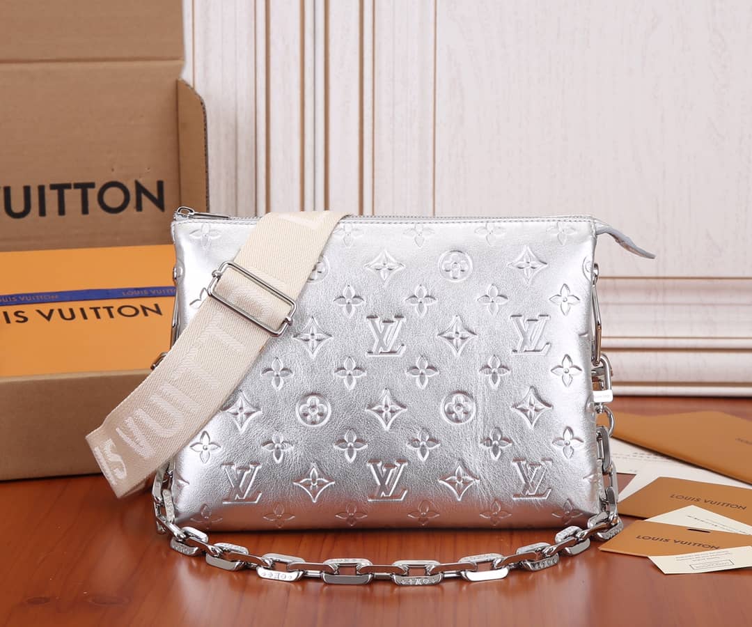 Louis Vuitton Coussin PM Monogram Embossed Replica Crossbody Bag Silver M57790 - DEEPREPS