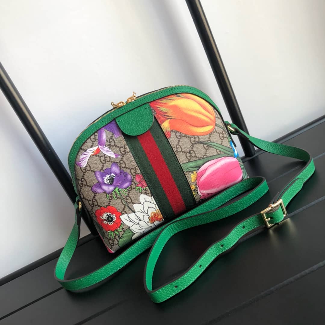 Gucci GG Supreme Ophidia Small Rounded Top Shoulder Bag Replica Green 499621 - DEEPREPS