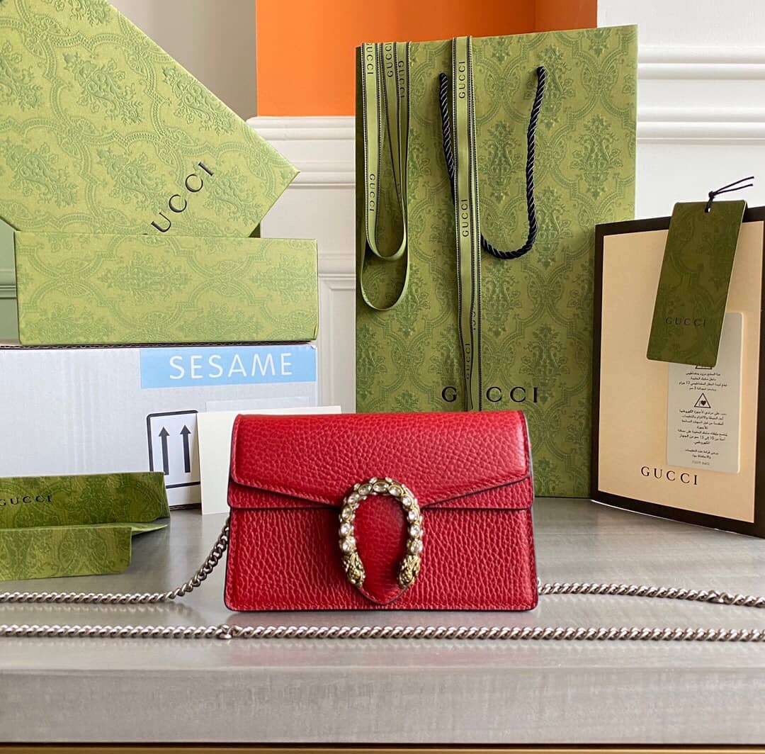 Gucci Dionysus GG Supreme Super Mini Bag Replica Red 476432 - DEEPREPS