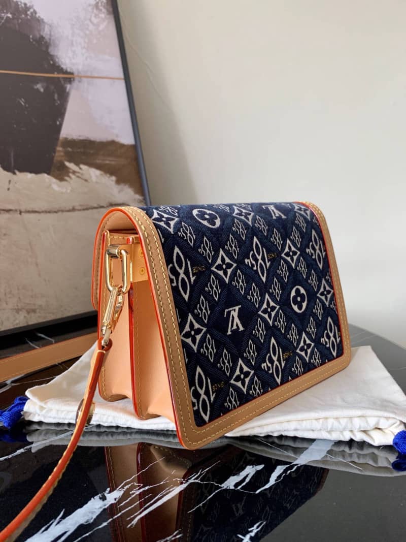 Louis Vuitton Since 1854 Jacquard Pattern Dauphine MM Replica Shoulder Bag Blue M57211 - DEEPREPS