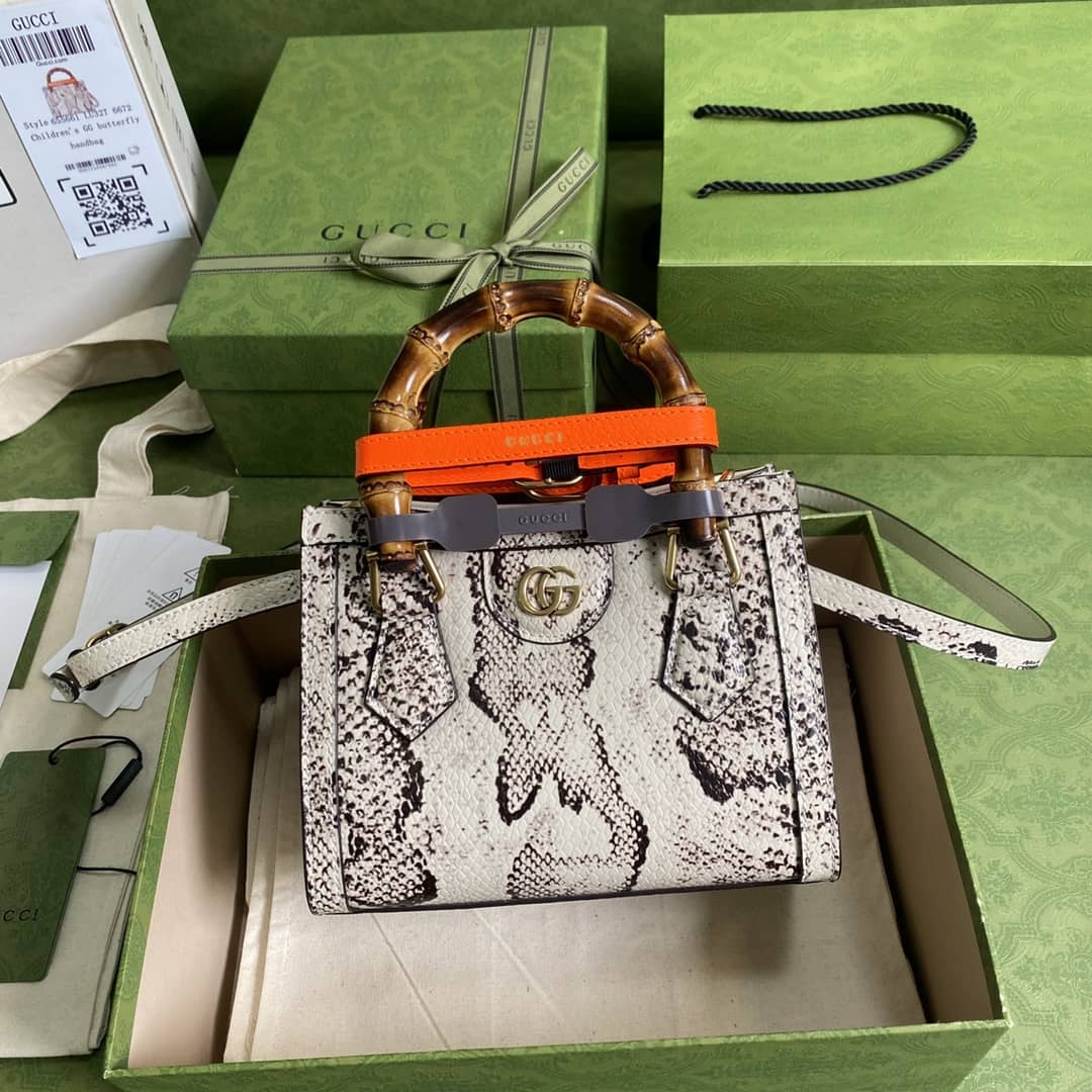 Gucci Diana Mini Bamboo Tote Bag Replica Gray 655661 - DEEPREPS