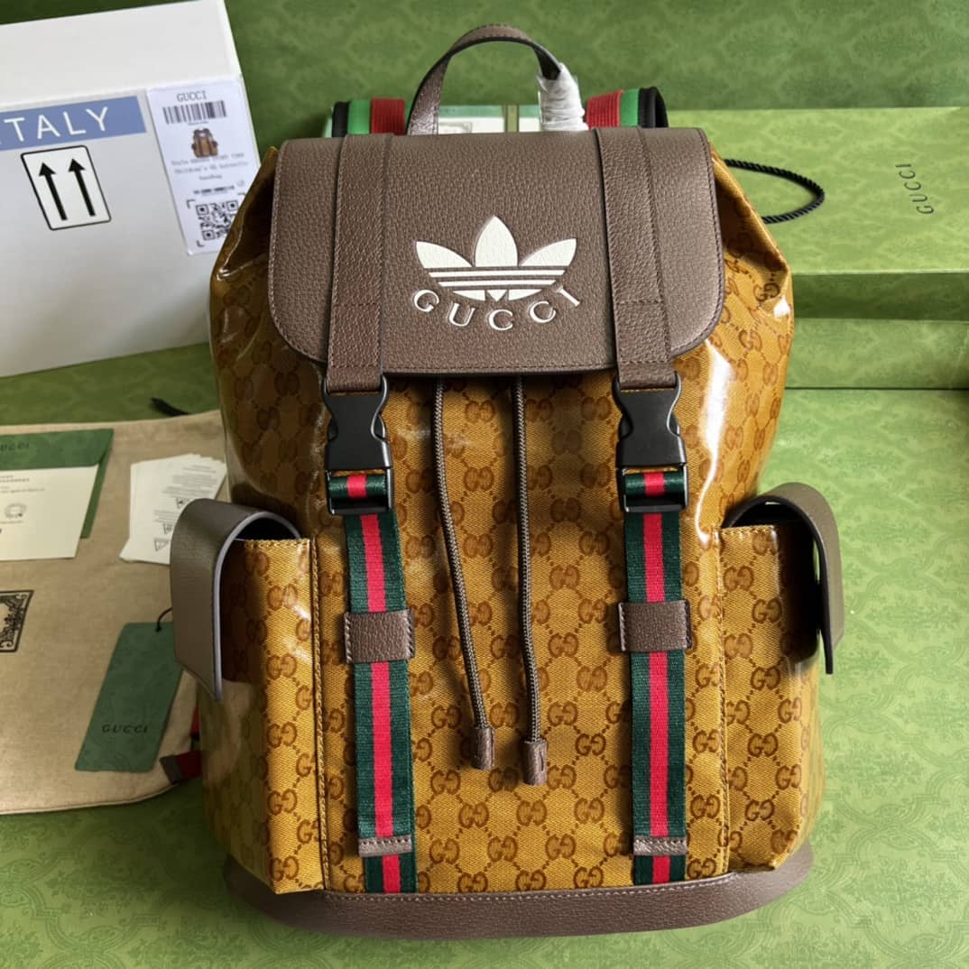 Adidas x Gucci Beige Brown Replica Backpack 495563 - DEEPREPS