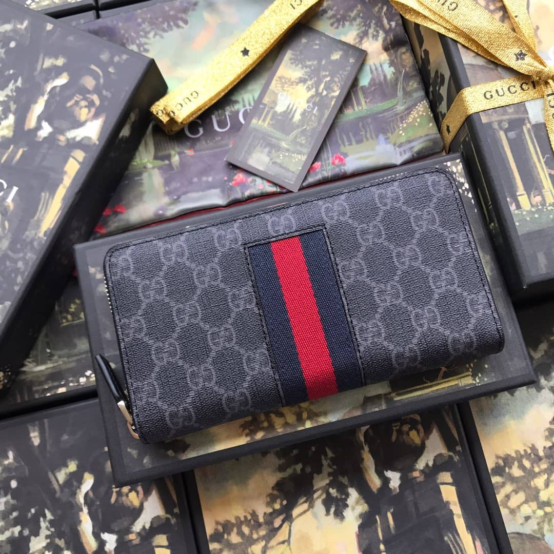 Gucci Web GG Supreme Around Zip Wallet Replica 408831 - DEEPREPS