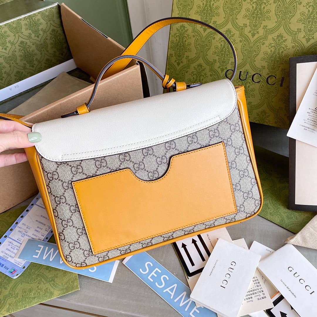Gucci Padlock Small GG Supreme Canvas Shoulder Bag Replica White 644527 - DEEPREPS