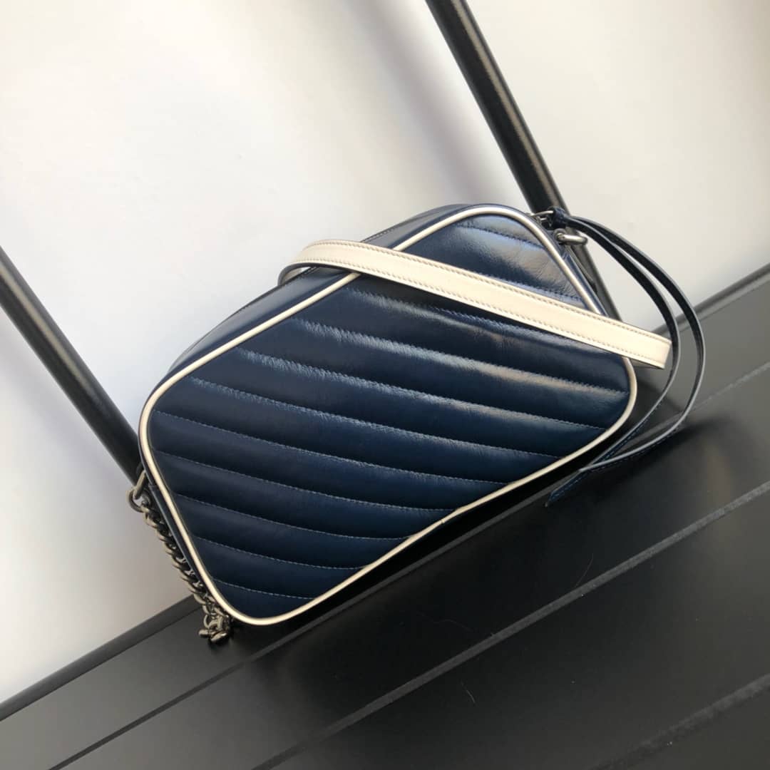 Gucci GG Marmont Small Shoulder Handbag Camera Bag Replica Blue 447632 - DEEPREPS
