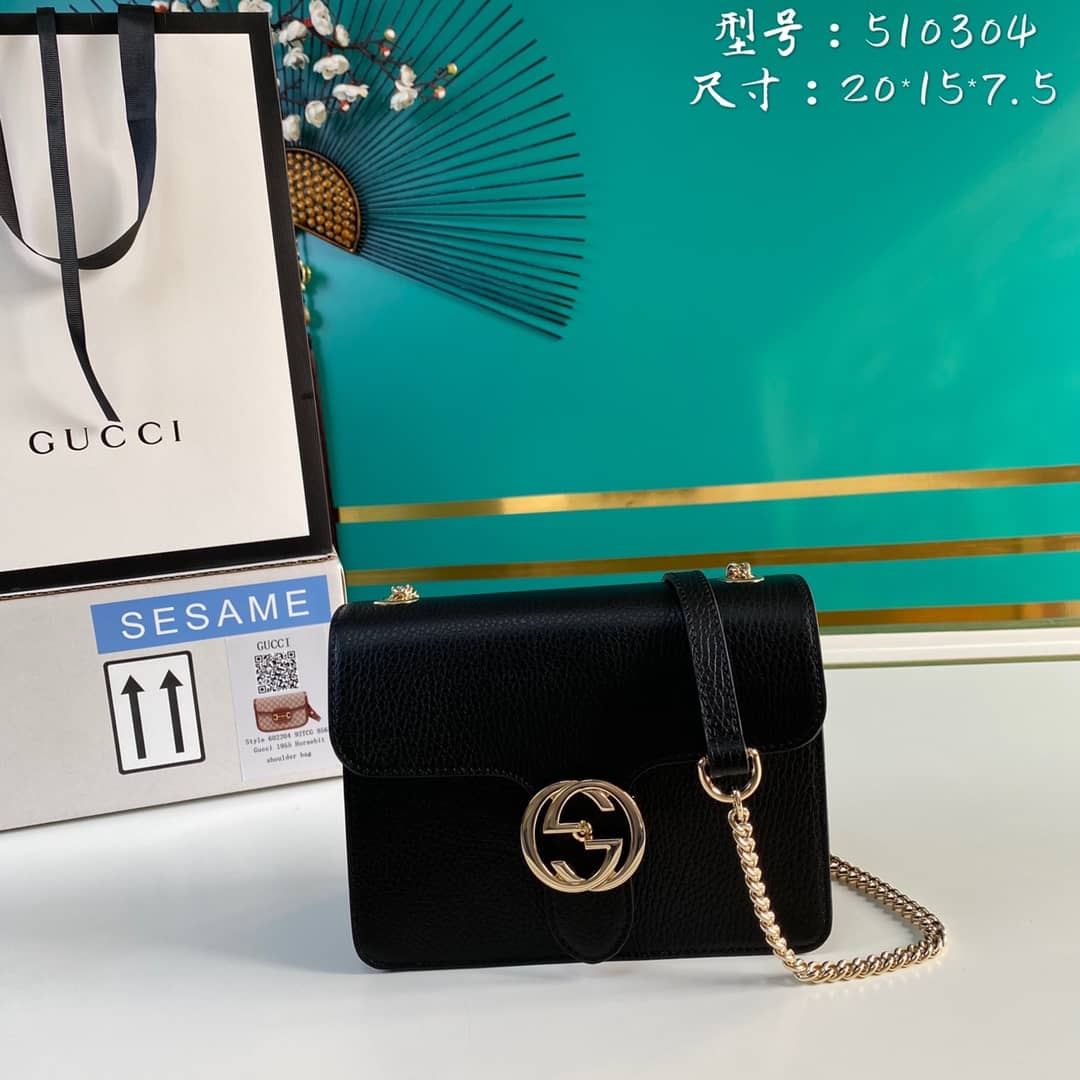 Gucci Interlocking Leather Chain Crossbody Bag Replica 510304 - DEEPREPS