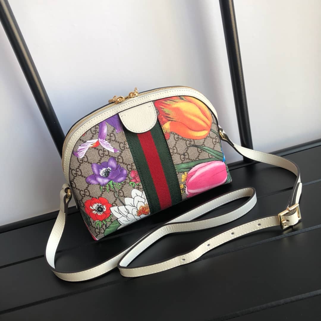 Gucci GG Supreme Ophidia Small Rounded Top Shoulder Bag Replica White 499621 - DEEPREPS