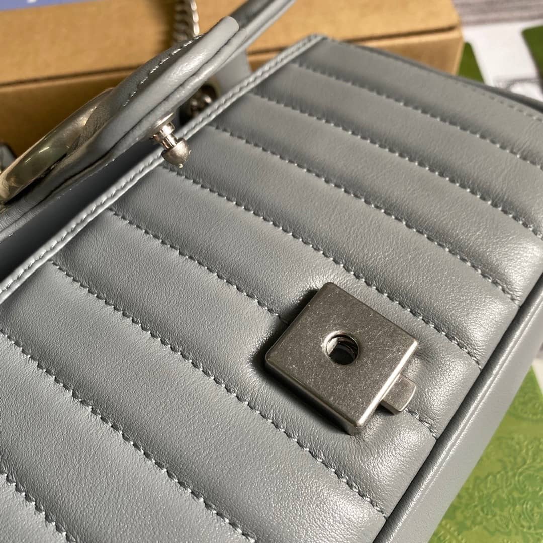 Gucci GG Marmont Mini Matelasse Shoulder Bag Replica Gray 446744 - DEEPREPS