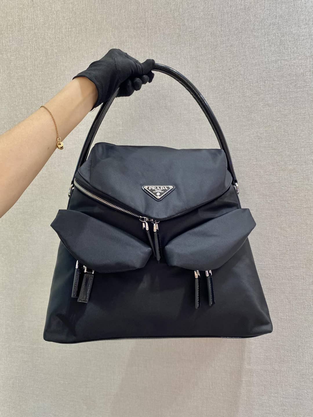 Prada Signaux Nylon Leather Replica Hobo Bag - DEEPREPS