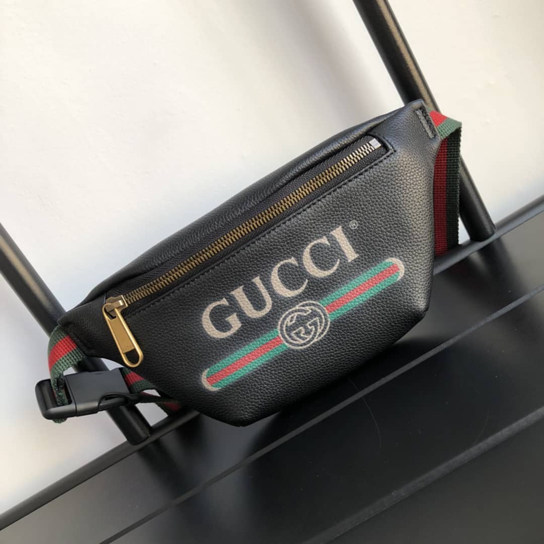 Gucci Print Small Waist Body Belt Bag Replica Black 527792 - DEEPREPS