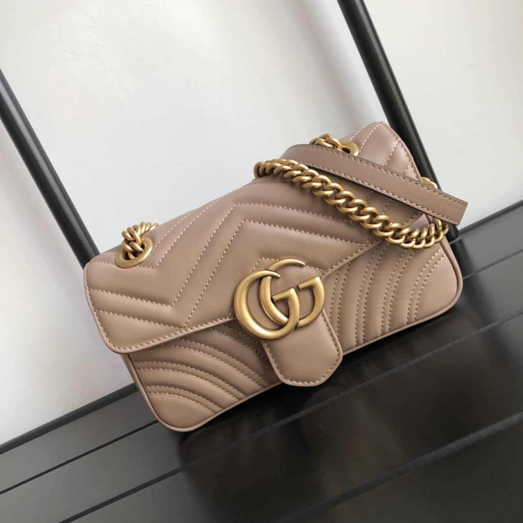 Gucci GG Marmont Mini Matelasse Shoulder Bag Replica Khaki 446744 - DEEPREPS