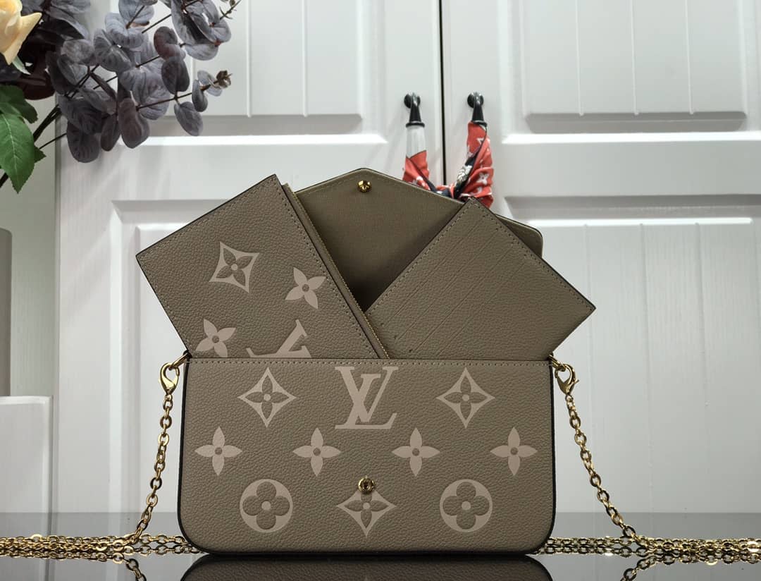 Louis Vuitton Bicolor Monogram Empreinte Replica Pochette Felice Gray M69977 - DEEPREPS