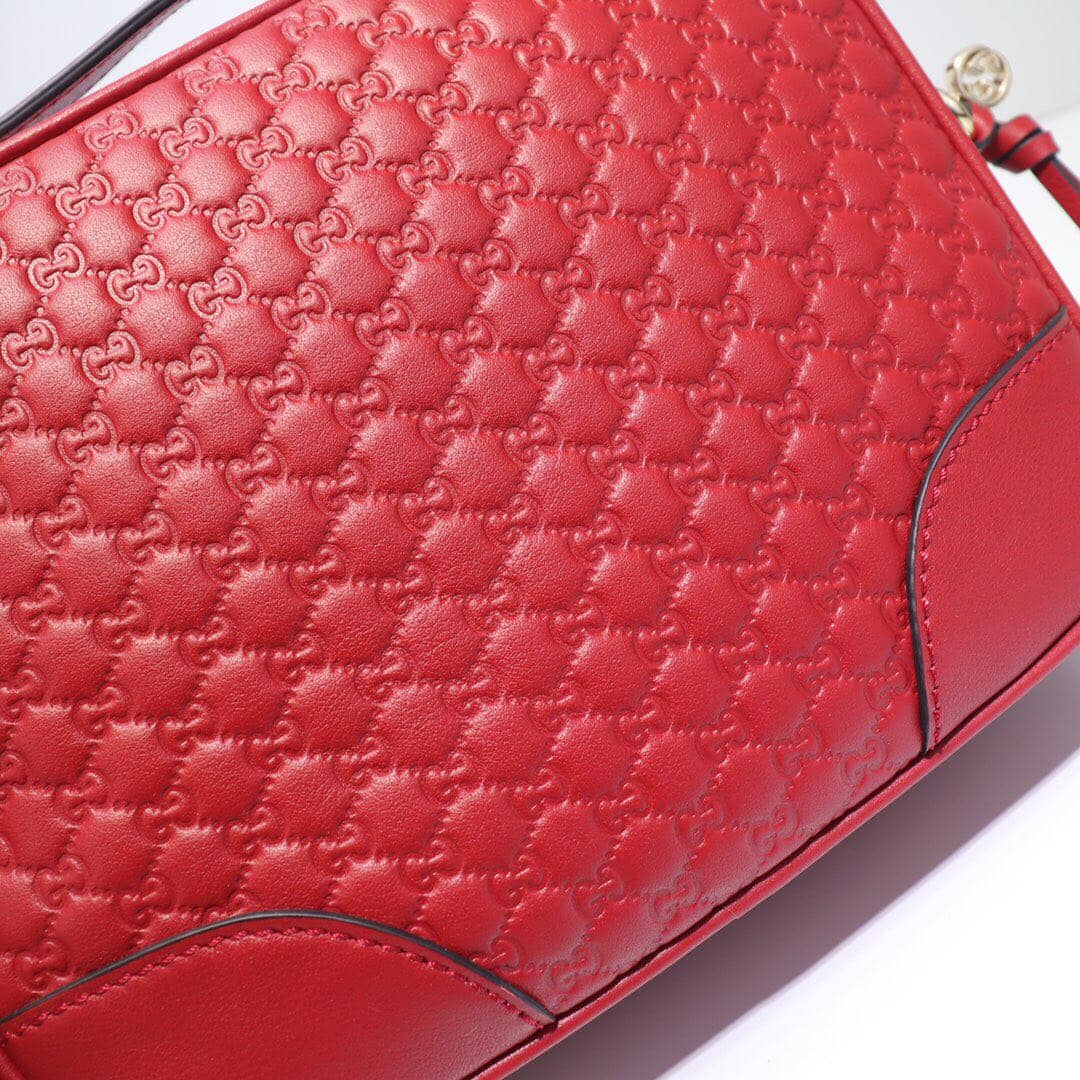 Gucci Bree Guccissima GG Leather Canvas Camera Bag Replica Red 449413 - DEEPREPS