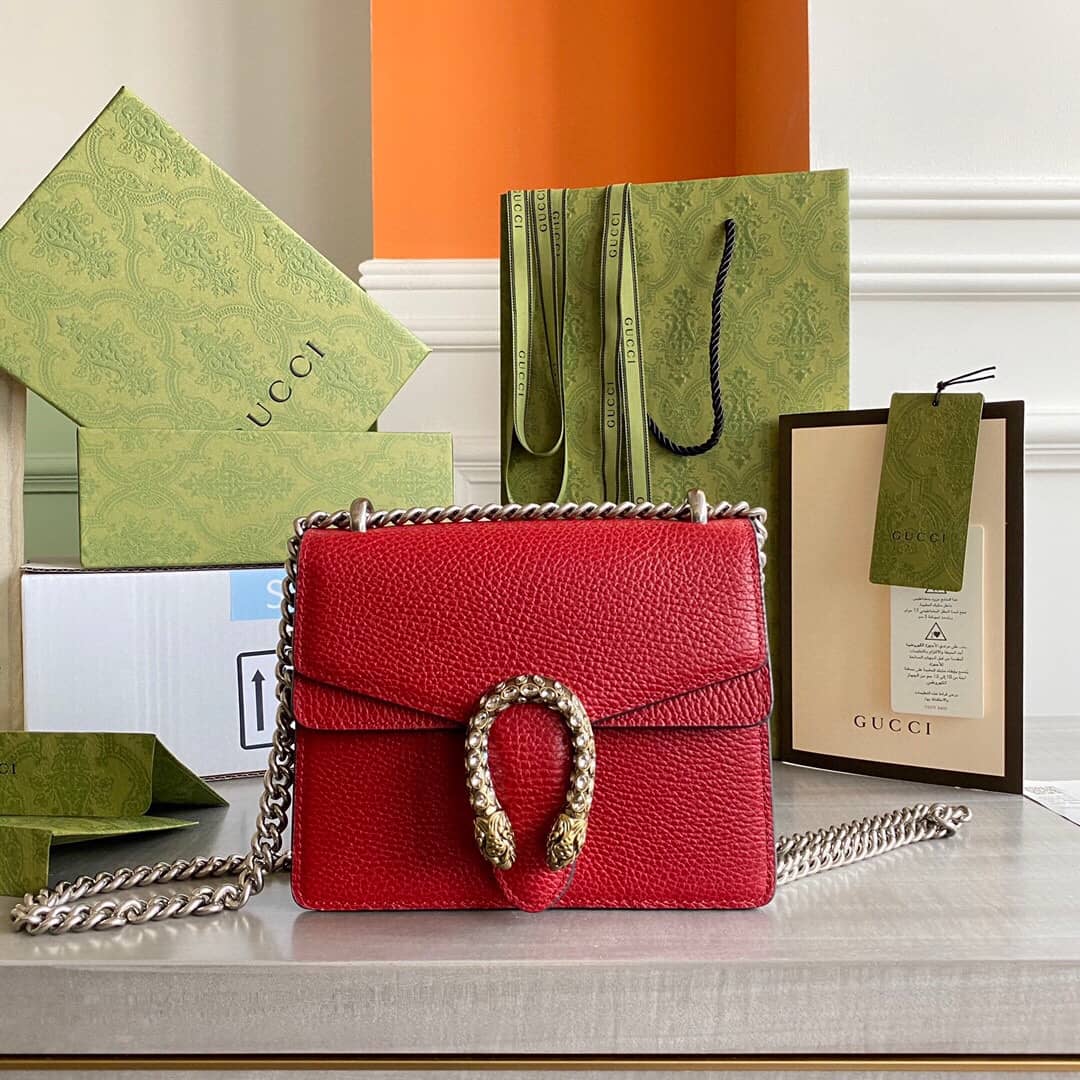 Gucci Dionysus Dupe GG Supreme Dionysus 2way Mini Chain Shoulder Bag Replica Red 421970 - DEEPREPS