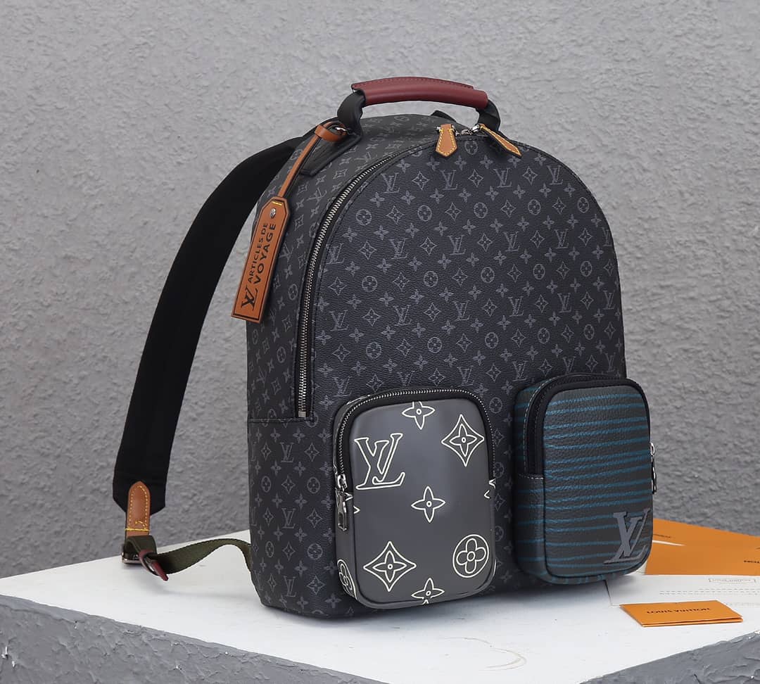 Louis Vuitton Monogram Eclipse Multipocket Black M45455 Replica Backpack - DEEPREPS
