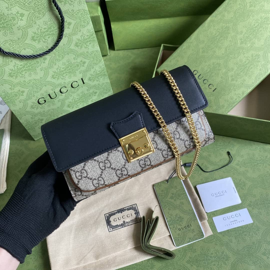 Gucci Padlock Chain Long Wallet Black Replica 658226 - DEEPREPS