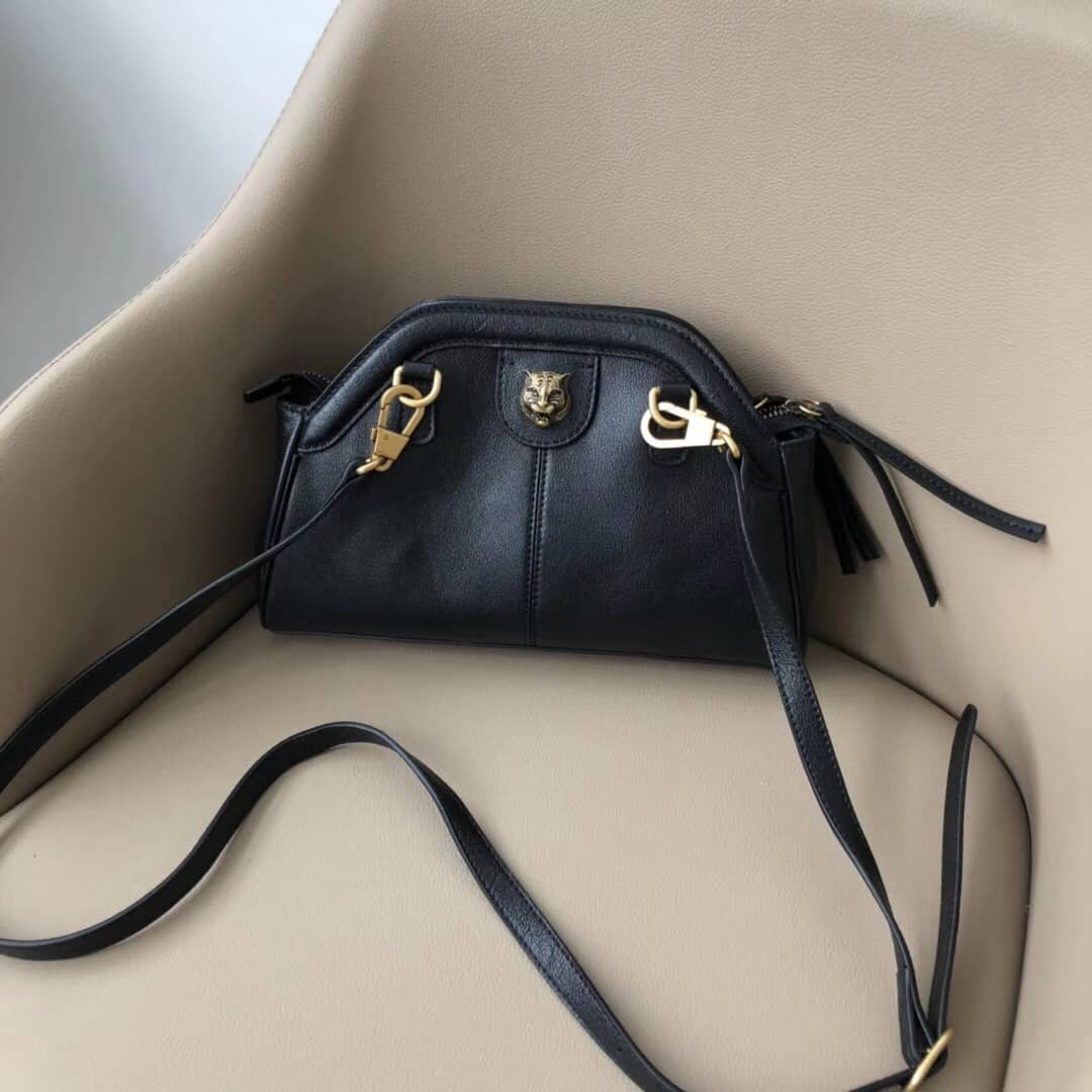 Gucci Belle Marmont Feline Small Crossbody Bag Replica Black 524620 - DEEPREPS