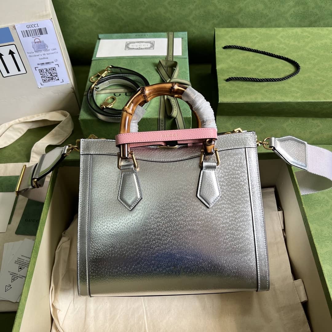 Gucci Diana Small Tote Silver 702721 Replica Bag - DEEPREPS