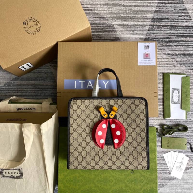 Gucci Children Ladybug GG Supreme Canvas Tote Replica 664083 - DEEPREPS