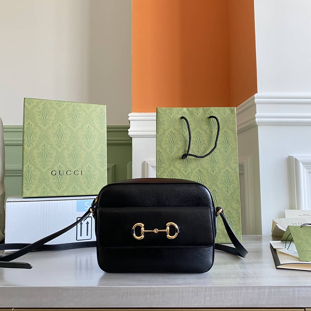 Gucci Horsebit 1955 GG Crossbody Bag Replica Black 645454 - DEEPREPS