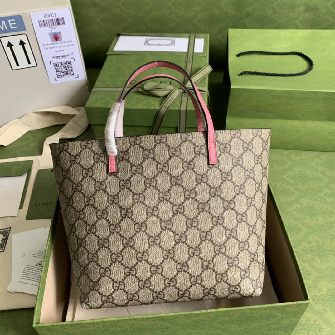 Gucci GG Supreme Strawberry Shopping Bag Replica 580840 - DEEPREPS