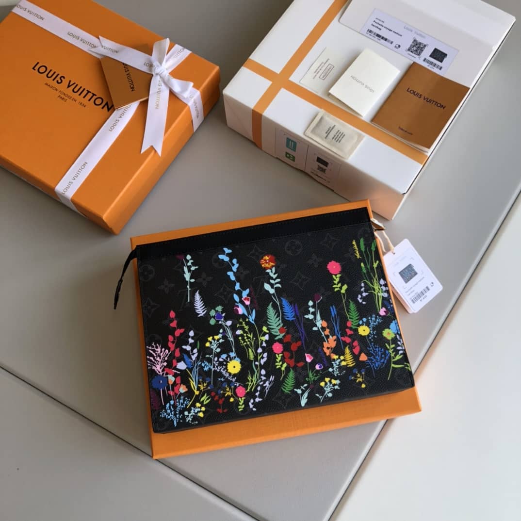 Louis Vuitton Monogram Eclipse Canvas Replica Pochette Voyage MM Black M61692 - DEEPREPS