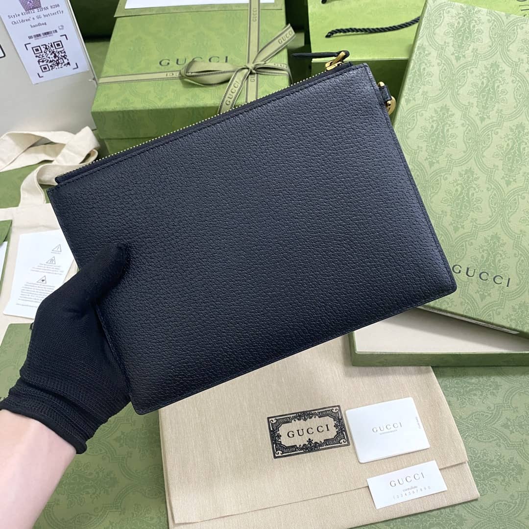 Gucci GG Marmont Black Leather Pouch Replica 658562 - DEEPREPS
