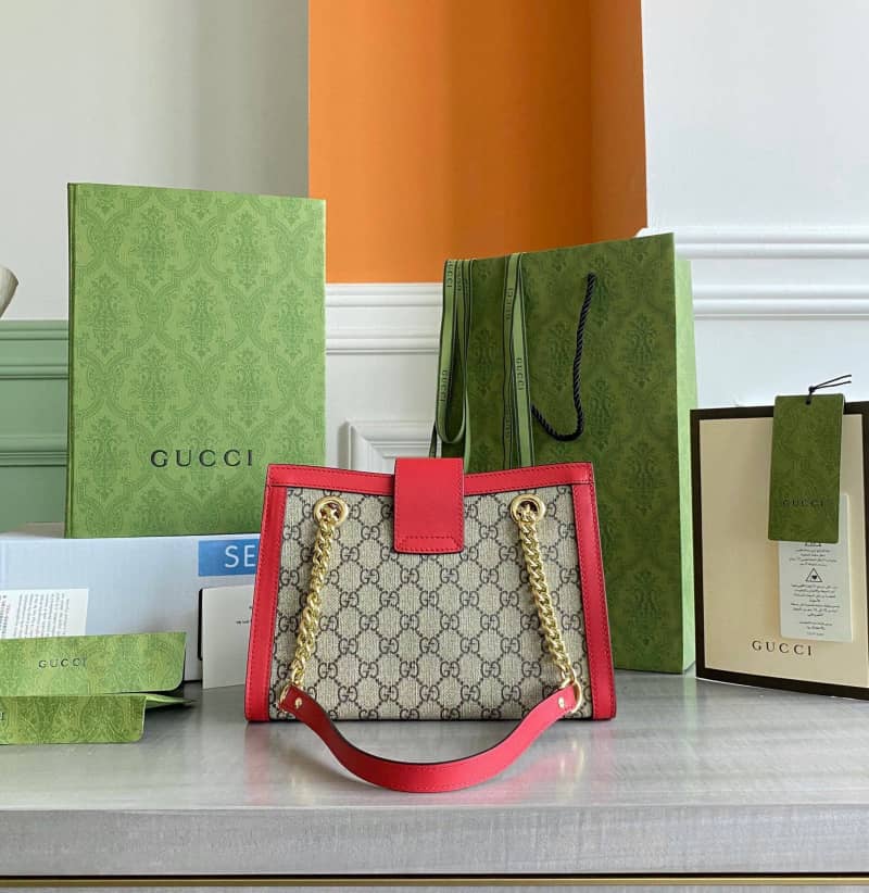Gucci Padlock Small GG Supreme Canvas Shoulder Bag Replica Red 498156 - DEEPREPS