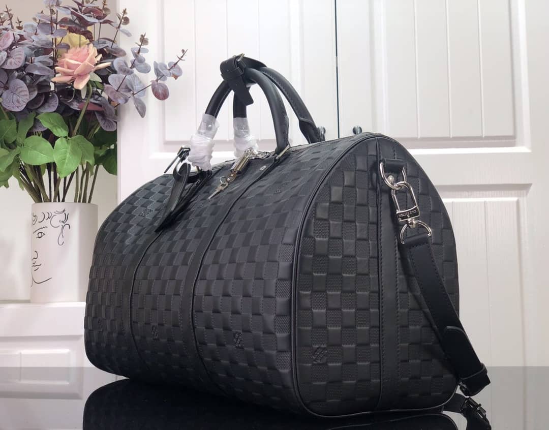 Louis Vuitton Keepall Bandouliere 45 Damier Amphini Boston Leather Bag Replica N41145 - DEEPREPS