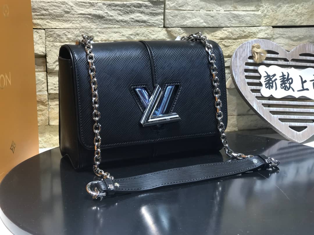 Louis Vuitton Replica Bags Twist PM Epi Leather Replicas Handbag Black(ColaReps) - DEEPREPS