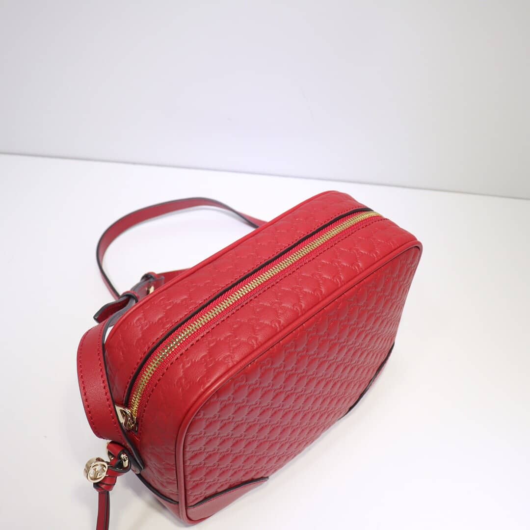 Gucci Bree Guccissima GG Leather Canvas Camera Bag Replica Red 449413 - DEEPREPS