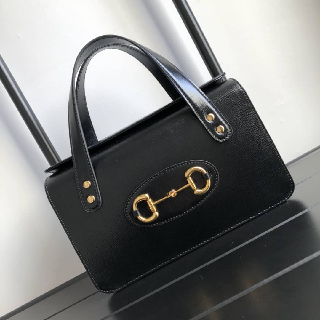 Gucci Horsebit Bag Dupe 1955 Small Top Handle Replica Bag Black 627323 - DEEPREPS