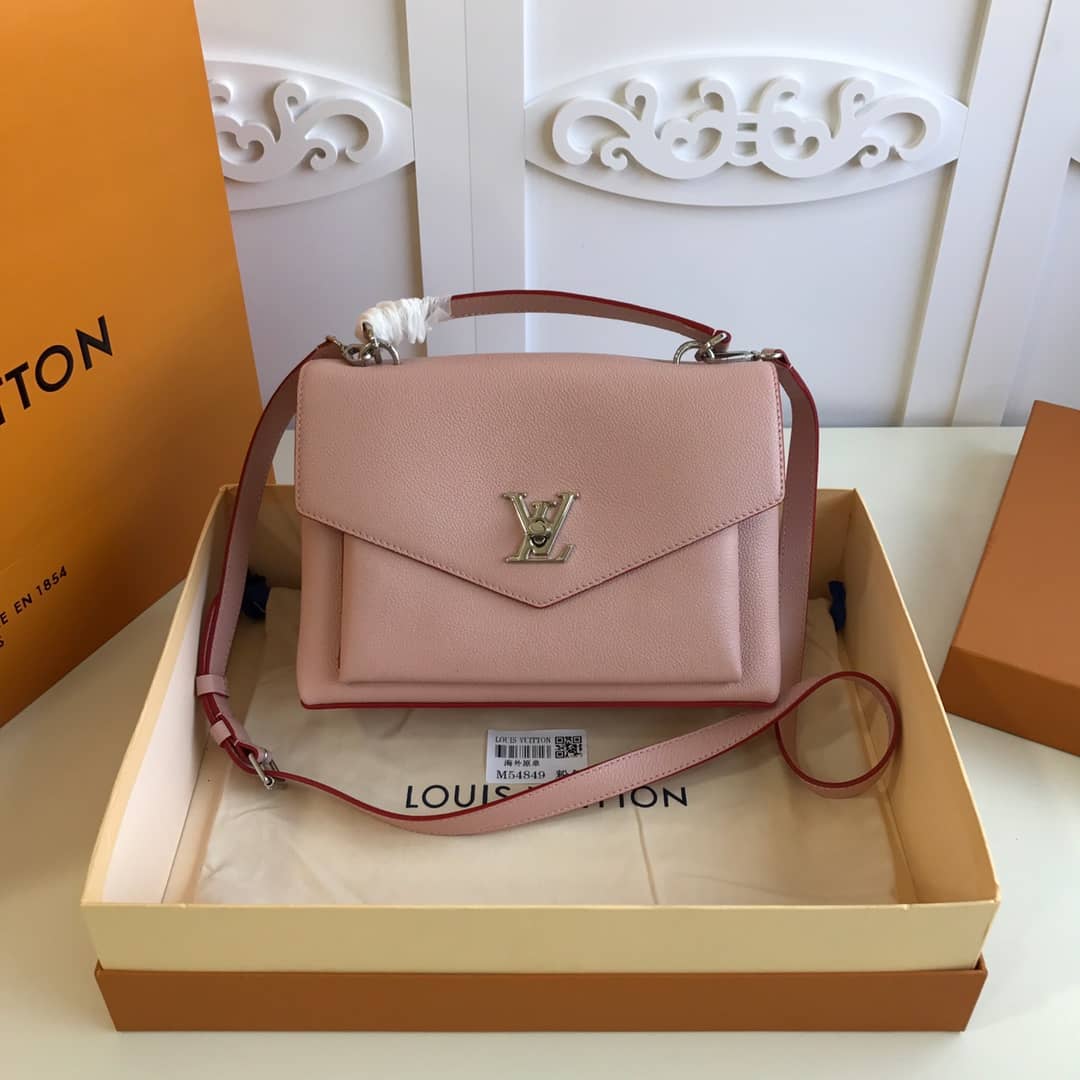 Louis Vuitton MyLockMe 2way Leather Grain Replica Satchel Pink M54849 - DEEPREPS