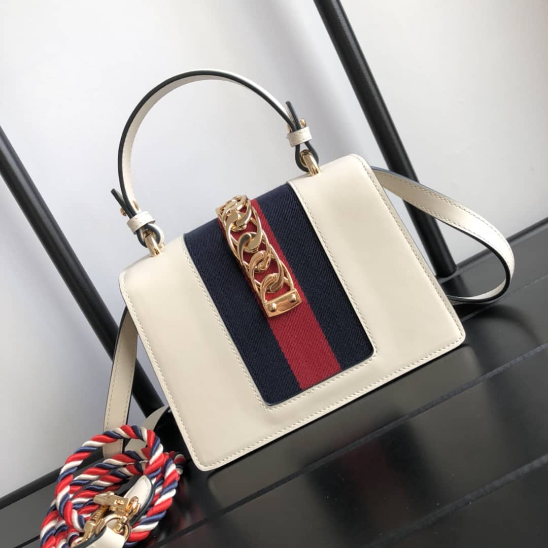 Gucci Sylvie Leather Mini Shoulder Bag Replica White 470270 - DEEPREPS