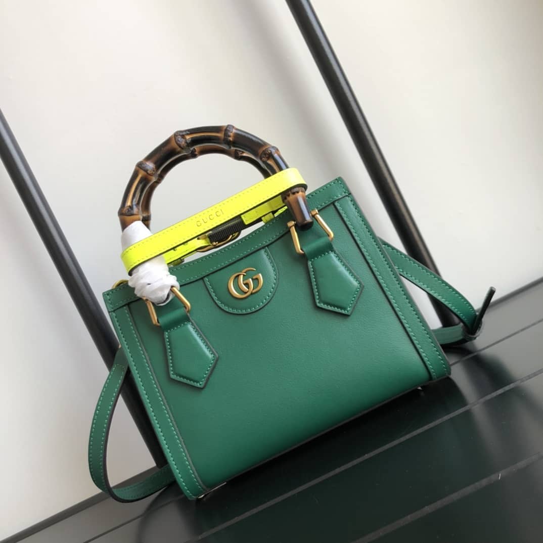 Gucci Diana Mini Bamboo Tote Bag Replica Green 655661 - DEEPREPS