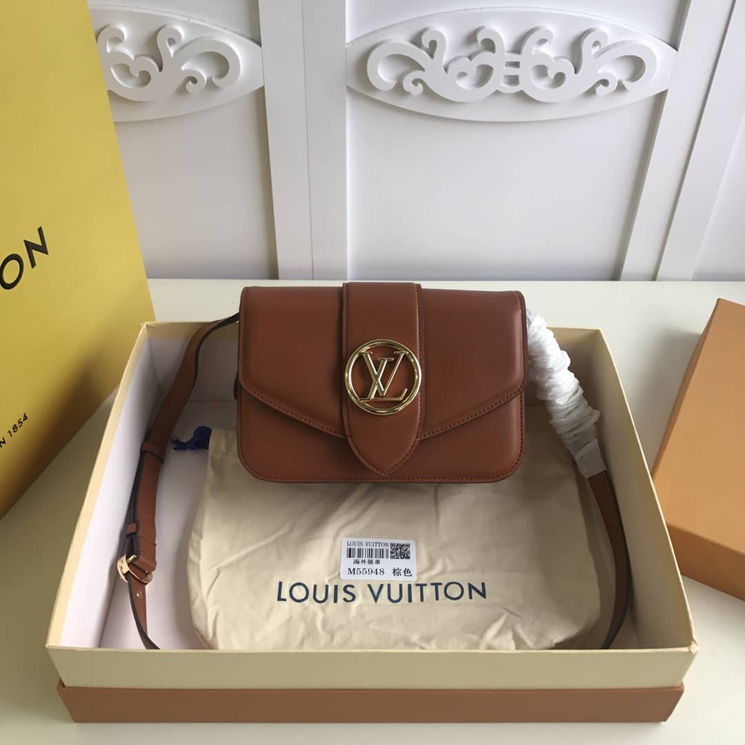 Louis Vuitton Pont9 Neuf Leather Replica Shoulder Bag Brown M55948 - DEEPREPS