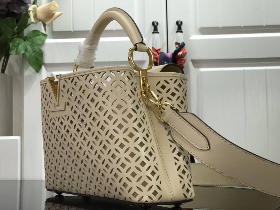 Louis Vuitton Capucines BB Cutout Leather Bag Replica Beige M57228 - DEEPREPS
