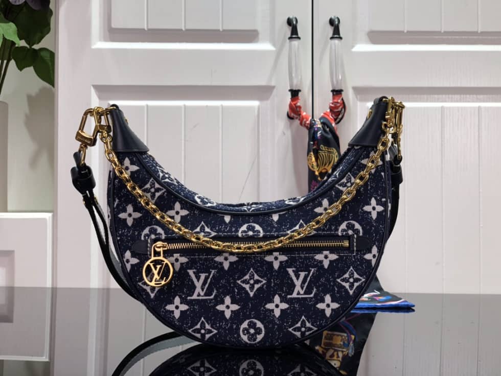 Louis Vuitton Loop Monogram Denim Ecru Blue M81094 Replica Hobo - DEEPREPS
