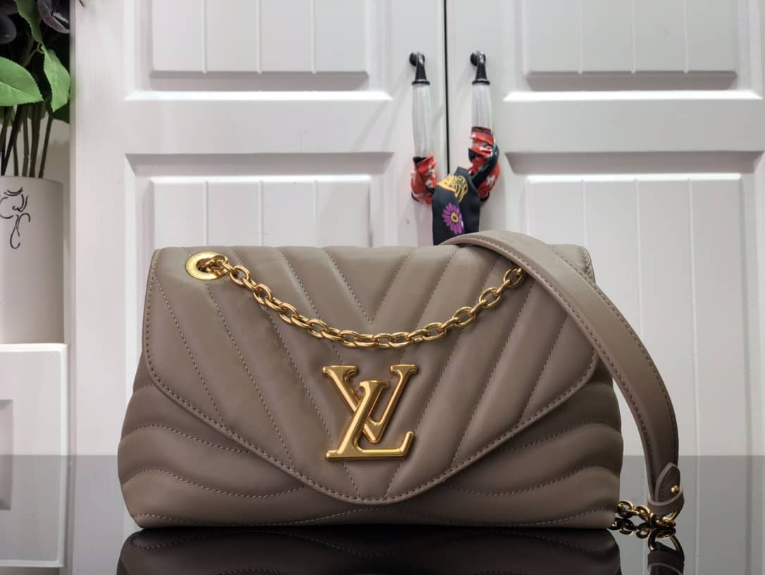 Louis Vuitton New Wave Chain Leather Replica Shoulder Bag Gray M58550 - DEEPREPS