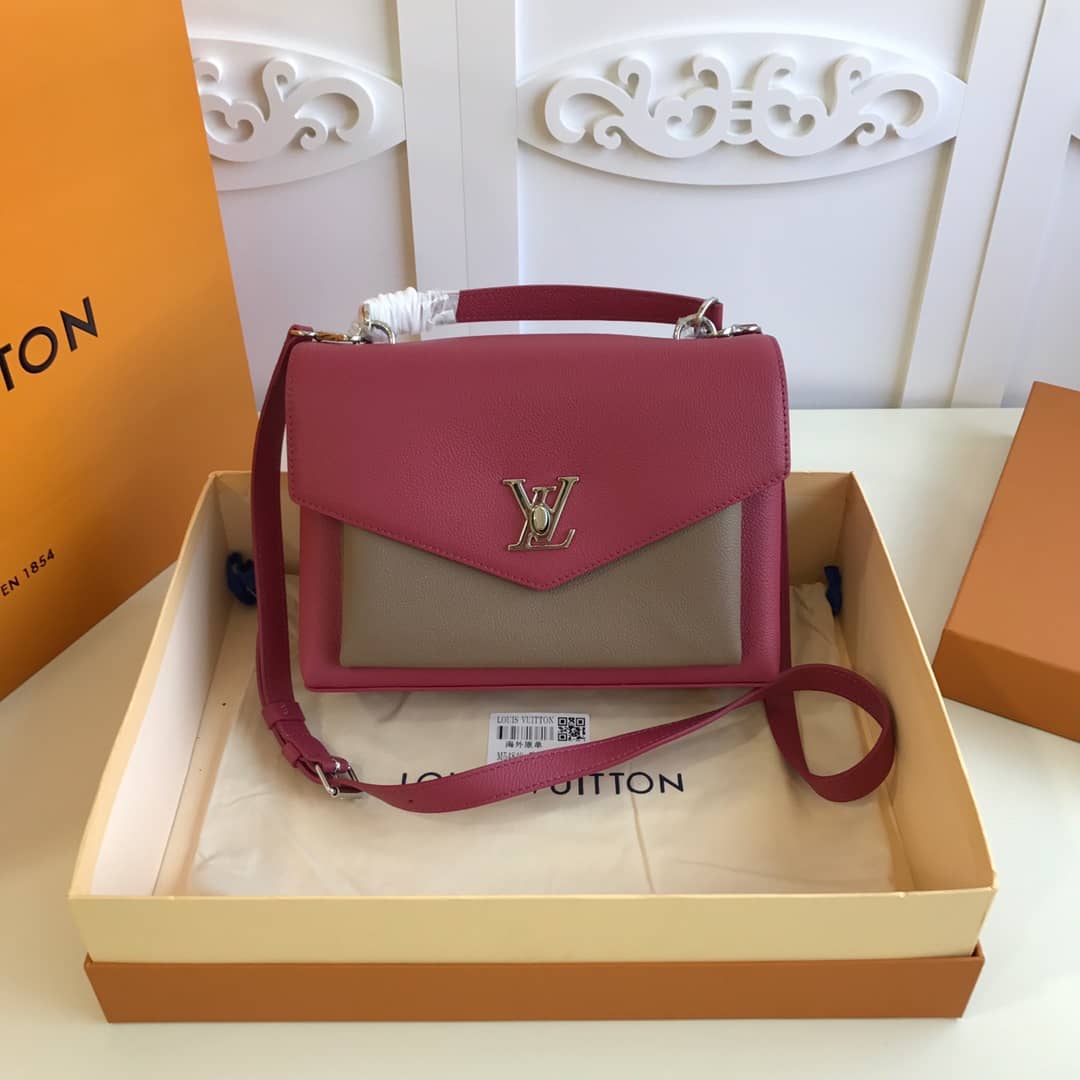 Louis Vuitton MyLockMe 2way Leather Grain Replica Satchel Pink M54849 - DEEPREPS