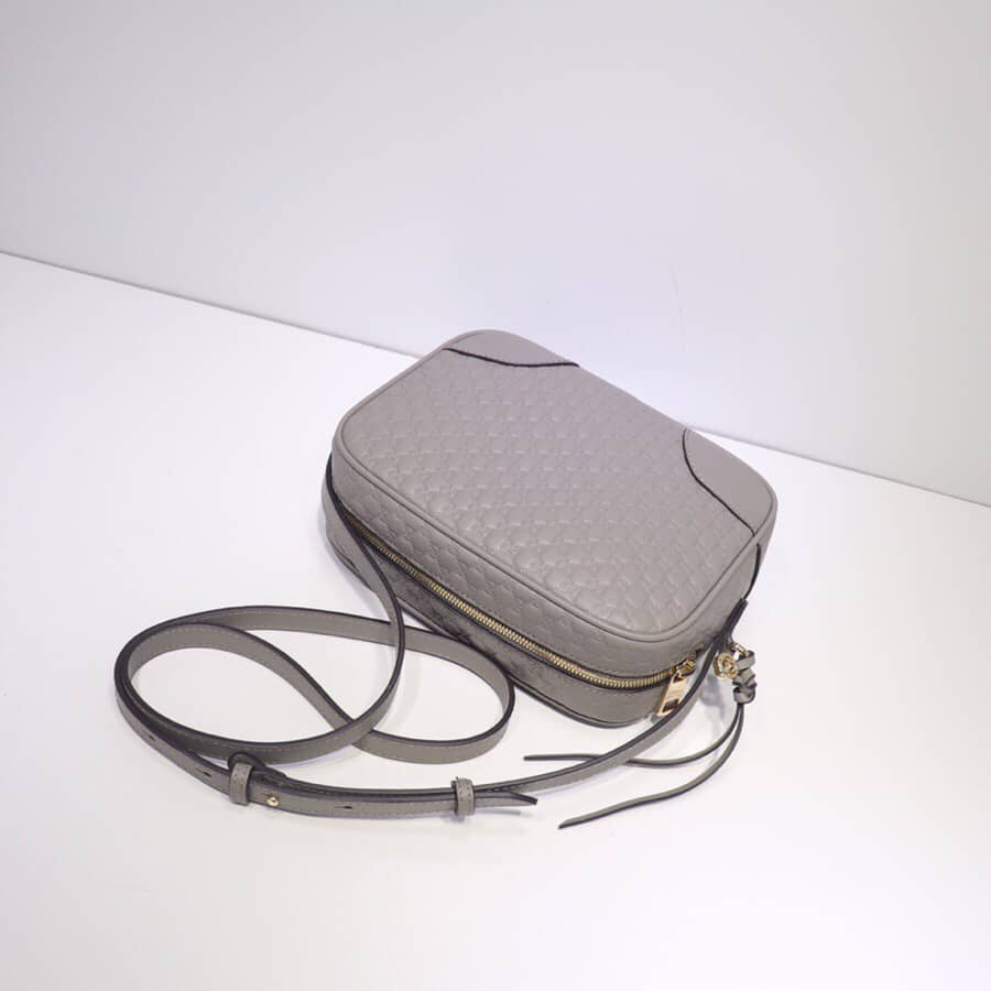 Gucci Bree Guccissima GG Leather Canvas Camera Bag Replica Gray 449413 - DEEPREPS