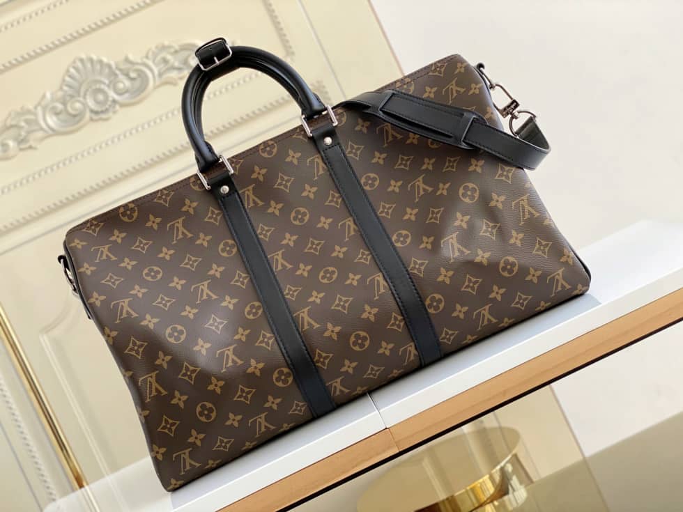 LV Duffle Bag Replica Monogram Keepall Bandouliere 45 Boston Bag Brown M41418 - DEEPREPS