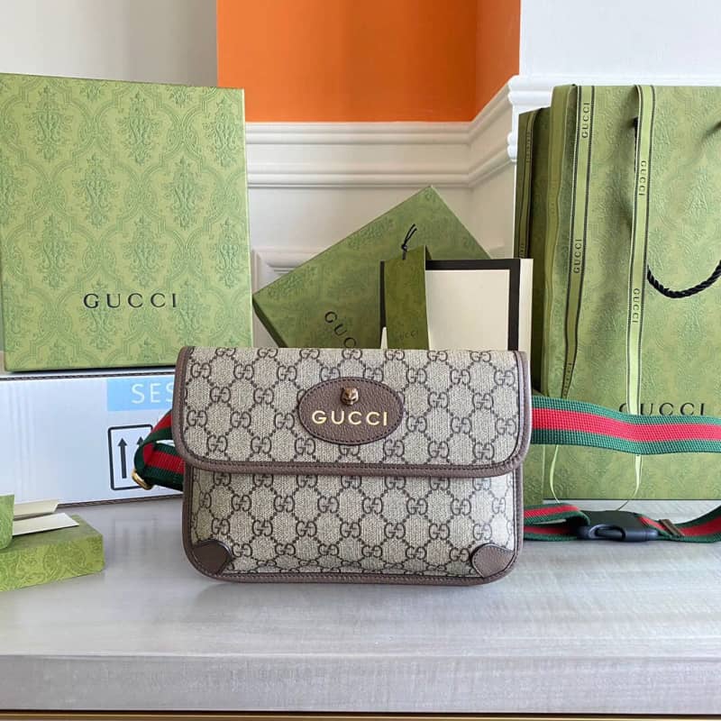 Gucci Neo Vintage GG Supreme Belt Bag Replica Brown 493930 - DEEPREPS