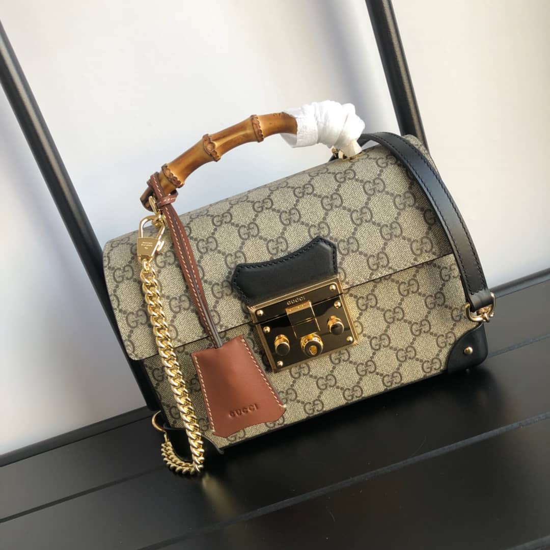 Gucci Padlock GG Small Bamboo Shoulder Bag Replica Brown 603221 - DEEPREPS