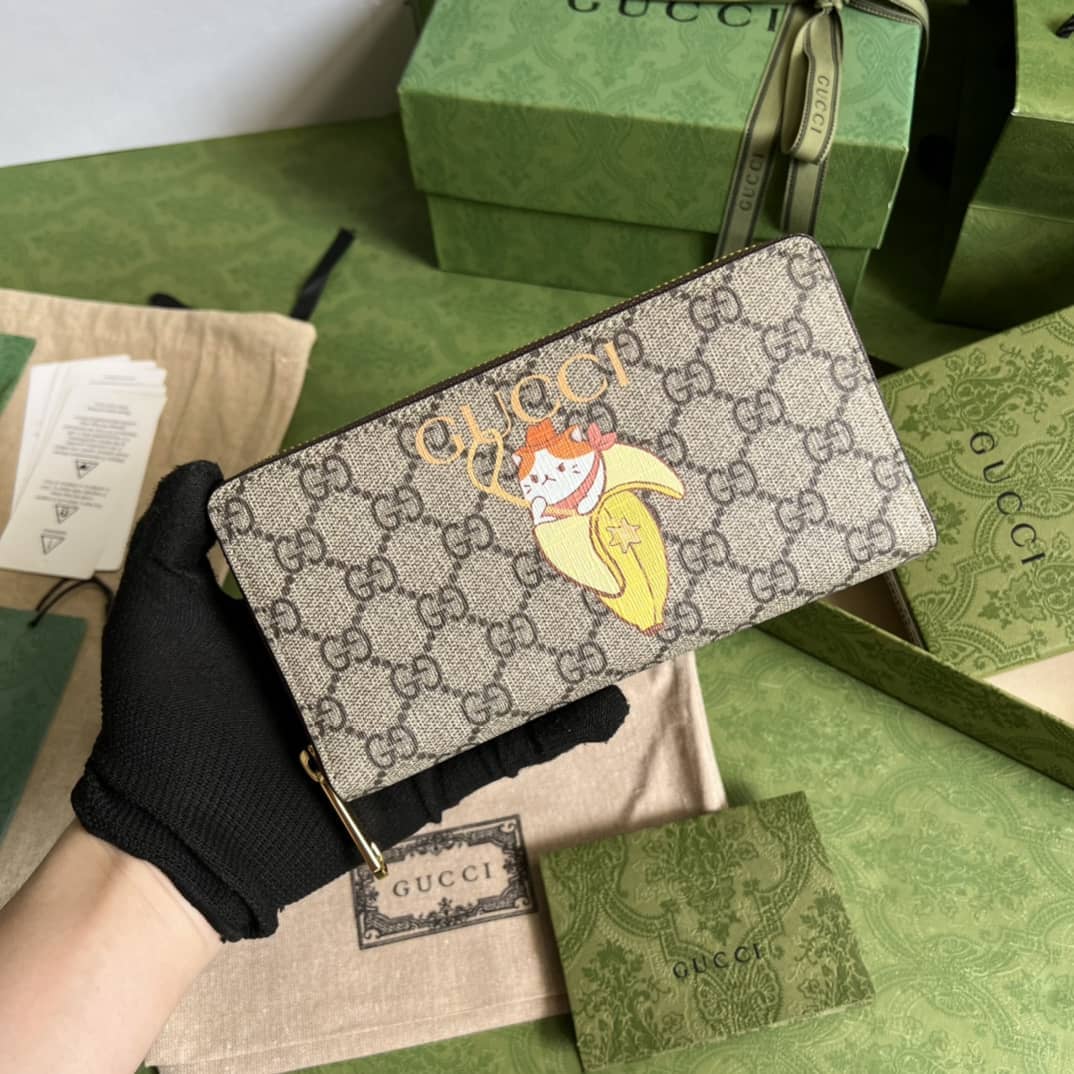 Gucci Bananya Print Canvas Zip Around Long Wallet 701060 Replica - DEEPREPS