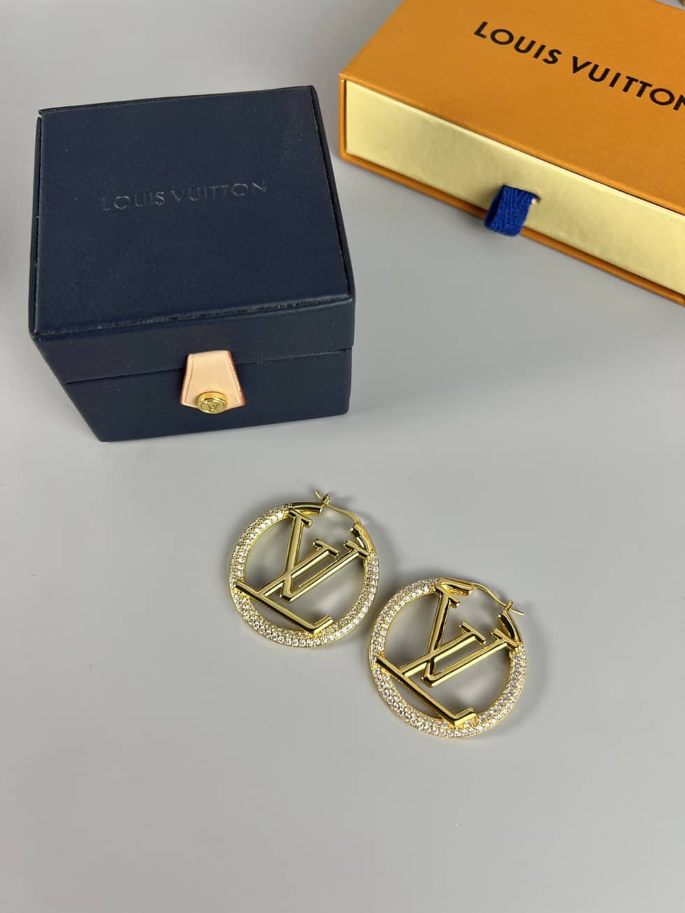 LV Hoop Earrings Dupe Logo - DEEPREPS